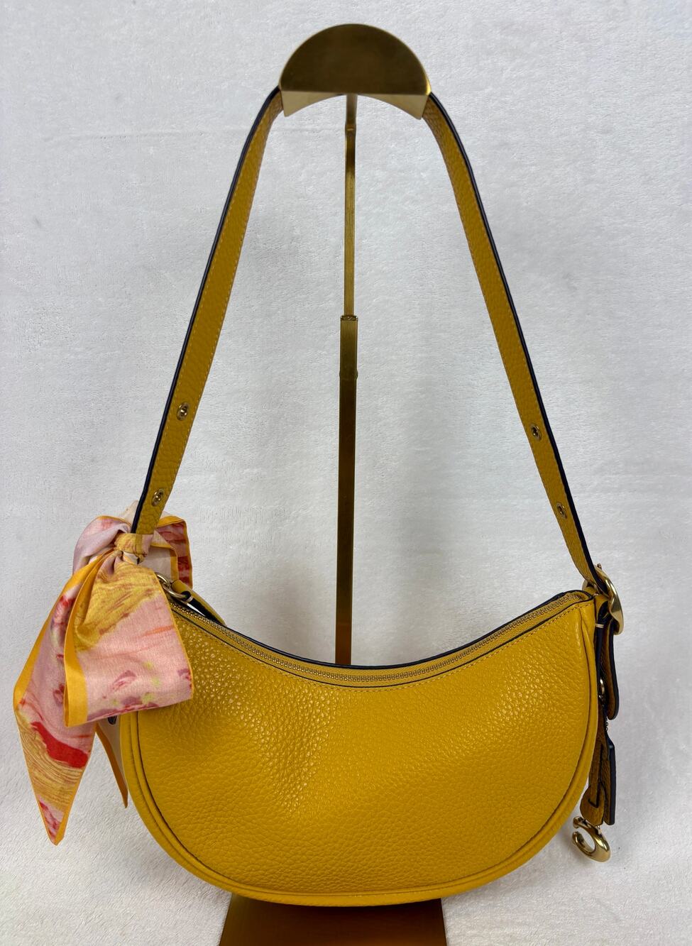 Coach Luna Shoulder Bag in Yellow/Gold Soft Pebble Leather